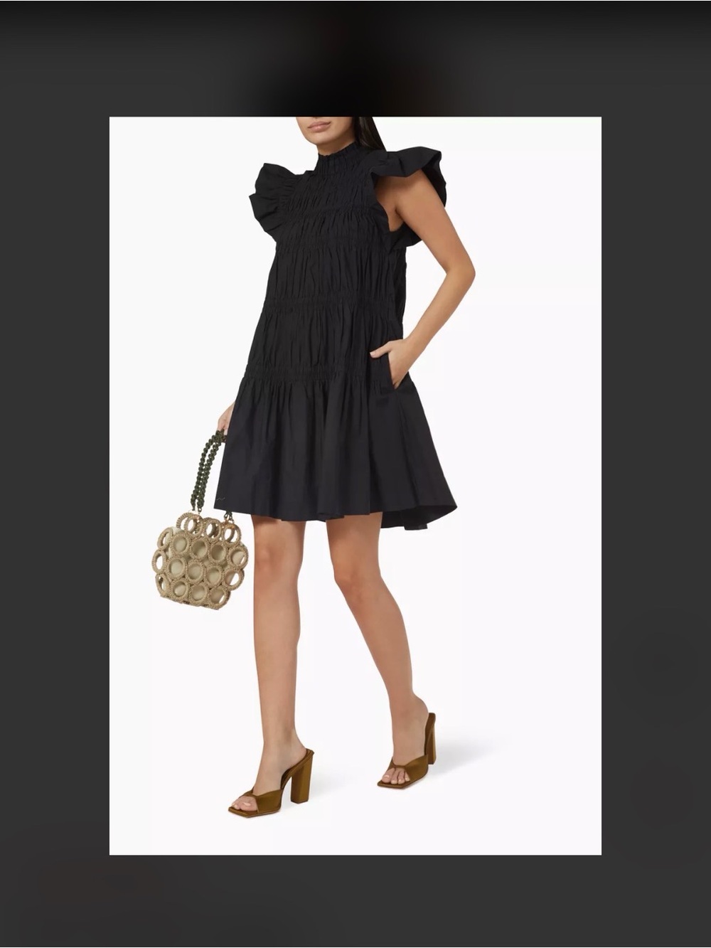 SEA NYC Black Steph Flutter Dress